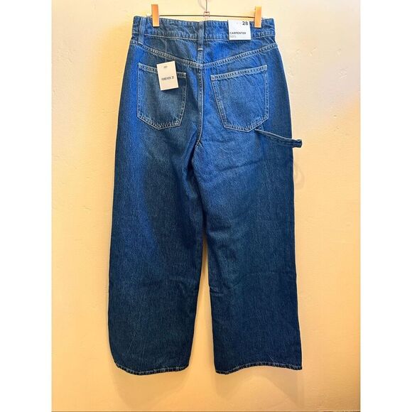 Forever 21 Wide Leg Carpenter Blue Jeans Size 28 New - Picture 4 of 5